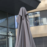 Outsunny Balcony Half Parasol Semi Round Umbrella Patio Crank Handle (2.3 m, Grey)- NO BASE INCLUDED