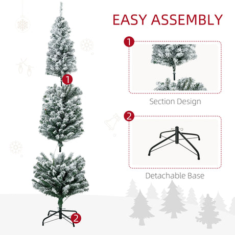 HOMCOM 6' Artificial Prelit Christmas Trees Holiday Dcor with Colourful LED Lights, Flocked Tips, Berry, Pine Cone