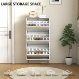 HOMCOM Narrow Shoe Cabinet with 3 Flip Drawers - White