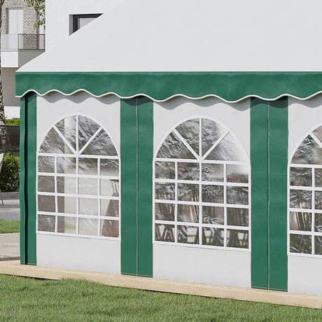 Outsunny 6 x 4m Garden Gazebo with Sides, Galvanised Marquee Party Tent with Six Windows and Double Doors, for Parties, Wedding and Events