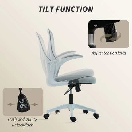 HOMCOM Mesh Office Chair with Foldable Backrest - Light Grey