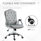 Vinsetto Velvet-Feel Work Chair, with Diamante Back - Grey