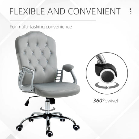 Vinsetto Velvet-Feel Work Chair, with Diamante Back - Grey