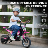 AIYAPLAY Kids Electric Motorbike, 24V Ride On Motorcycle with 3 Speeds and Rear Suspension, Dirt Bike for 8-12 Years Old, Pink