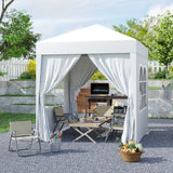 Outsunny 2 x 2 m Garden Pop Up Gazebo, Wedding Party Tent Marquee, Water Resistant Awning Canopy with Sidewalls, Windows, Carry Bag, White