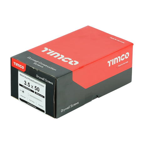 1000 x TIMCO Drywall Fine Thread Bugle Head Black Screws - 3.5 x 50