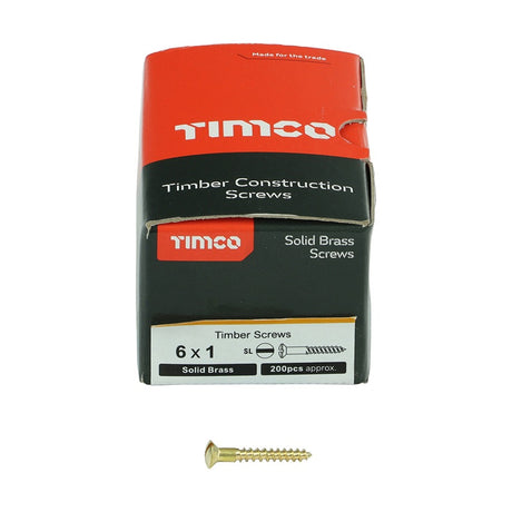 200 x TIMCO Solid Brass Round Head Woodscrews - 6 x 1