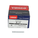 200 x TIMCO Twin-Threaded Countersunk Silver Woodscrews - 6 x 2