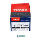 200 x TIMCO Twin-Threaded Countersunk Silver Woodscrews - 8 x 1