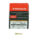 200 x TIMCO Solid Brass Round Head Woodscrews - 8 x 1