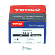 200 x TIMCO Twin-Threaded Countersunk Silver Woodscrews - 12 x 1