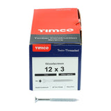 200 x TIMCO Twin-Threaded Countersunk Silver Woodscrews - 12 x 3