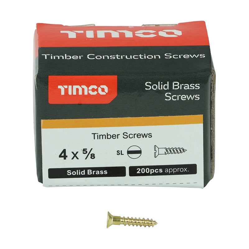 200 x TIMCO Solid Brass Countersunk Woodscrews - 4 x 5/8