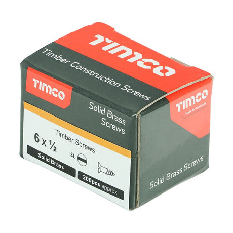 200 x TIMCO Solid Brass Countersunk Woodscrews - 6 x 1/2