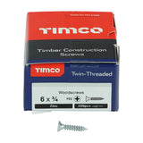 200 x TIMCO Twin-Threaded Countersunk Silver Woodscrews - 6 x 3/4