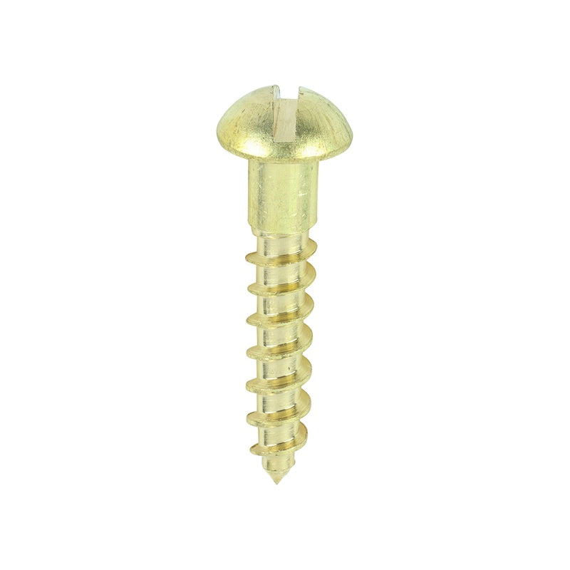 200 x TIMCO Solid Brass Round Head Woodscrews - 6 x 3/4