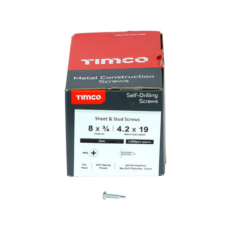 1000 x TIMCO Self-Drilling Metal Framing Pan Head Silver Screws - 8 x 3/4