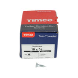 200 x TIMCO Twin-Threaded Countersunk Silver Woodscrews - 10 x 3/4