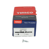 200 x TIMCO Twin-Threaded Countersunk Silver Woodscrews - 10 x 3/4