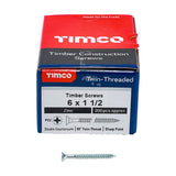 200 x TIMCO Twin-Threaded Countersunk Silver Woodscrews - 6 x 1 1/2