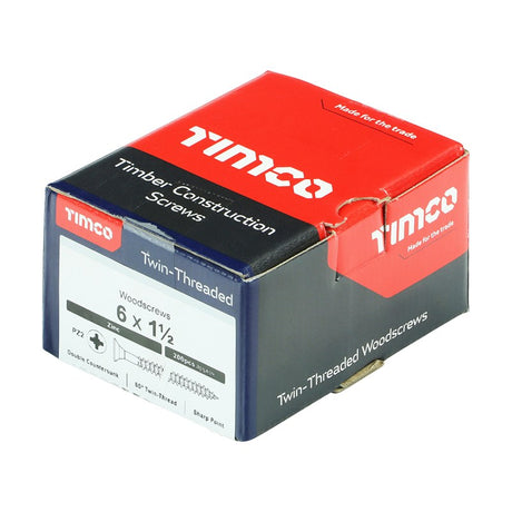 200 x TIMCO Twin-Threaded Countersunk Silver Woodscrews - 6 x 1 1/2