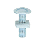 200 x TIMCO Roofing Bolts & Square Nuts Silver - M6 x 20
