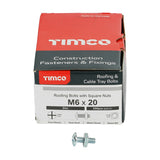 200 x TIMCO Roofing Bolts & Square Nuts Silver - M6 x 20