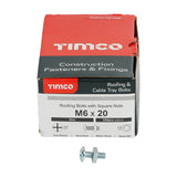 200 x TIMCO Roofing Bolts & Square Nuts Silver - M6 x 20
