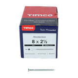 200 x TIMCO Twin-Threaded Countersunk Silver Woodscrews - 8 x 2 1/2