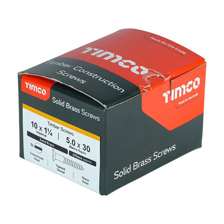 200 x TIMCO Solid Brass Countersunk Woodscrews - 10 x 1 1/4