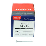 200 x TIMCO Twin-Threaded Round Head Silver Woodscrews - 10 x 21/2