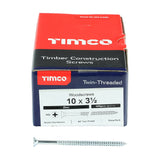 100 x TIMCO Twin-Threaded Countersunk Silver Woodscrews - 10 x 3 1/2