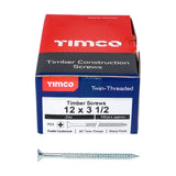 100 x TIMCO Twin-Threaded Countersunk Silver Woodscrews - 12 x 3 1/2
