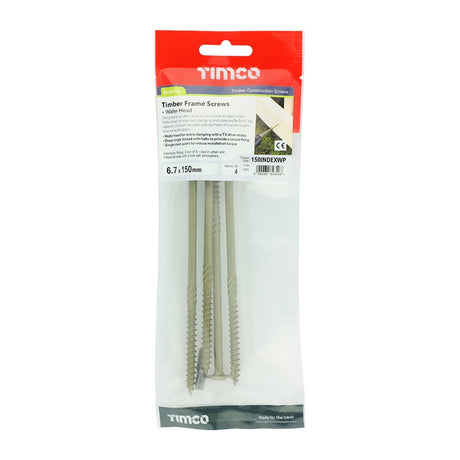 4 x TIMCO Wafer Head Exterior Green Timber Screws  - 6.7 x 150