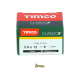 200 x TIMCO Classic Multi-Purpose Reduced Head Countersunk Gold Piano Hinge Woodscrews - 3.0 x 12