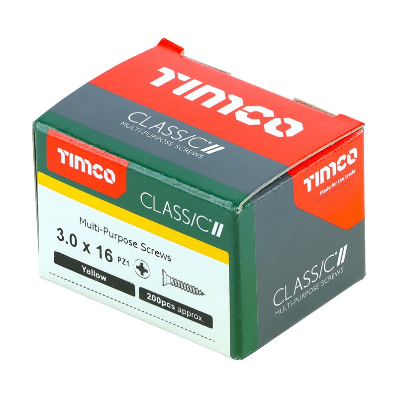 200 x TIMCO Classic Multi-Purpose Countersunk Gold Woodscrews - 3.0 x 16