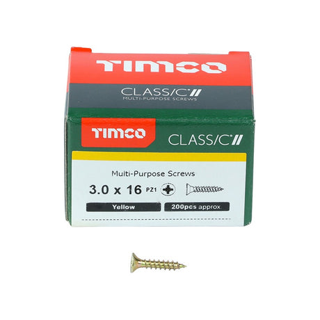 200 x TIMCO Classic Multi-Purpose Countersunk Gold Woodscrews - 3.0 x 16