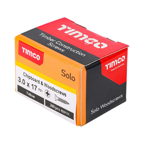 200 x TIMCO Solo Countersunk Gold Woodscrews - 3.0 x 17