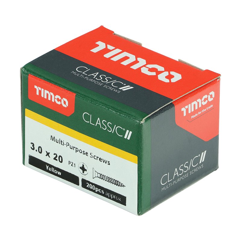 200 x TIMCO Classic Multi-Purpose Countersunk Gold Woodscrews - 3.0 x 20