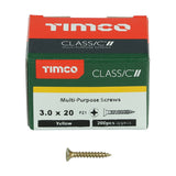 200 x TIMCO Classic Multi-Purpose Countersunk Gold Woodscrews - 3.0 x 20