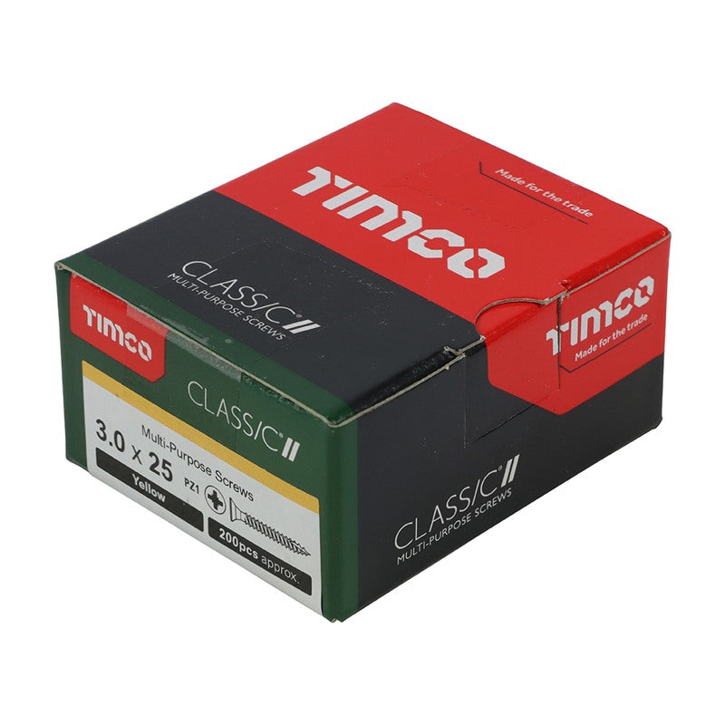 200 x TIMCO Classic Multi-Purpose Countersunk Gold Woodscrews - 3.0 x 25