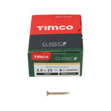 200 x TIMCO Classic Multi-Purpose Countersunk Gold Woodscrews - 3.0 x 25