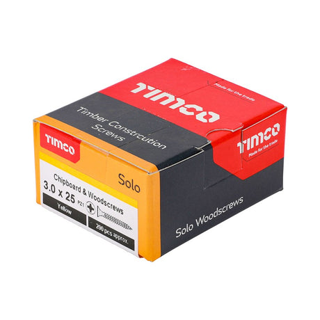 200 x TIMCO Solo Countersunk Gold Woodscrews - 3.0 x 25