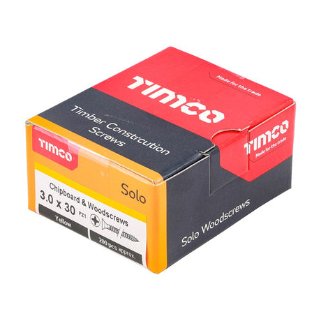 200 x TIMCO Solo Countersunk Gold Woodscrews - 3.0 x 30