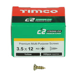 200 x TIMCO C2 Strong-Fix Multi-Purpose Premium Countersunk Gold Woodscrews - 3.5 x 12