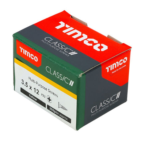 200 x TIMCO Classic Multi-Purpose Countersunk Gold Woodscrews - 3.5 x 12