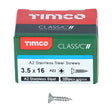 200 x TIMCO Classic Multi-Purpose Countersunk A2 Stainless Steel Woodcrews - 3.5 x 16