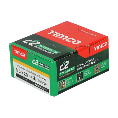 200 x TIMCO C2 Strong-Fix Multi-Purpose Premium Countersunk Gold Woodscrews - 3.5 x 20