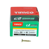 200 x TIMCO C2 Strong-Fix Multi-Purpose Premium Countersunk Gold Woodscrews - 3.5 x 20