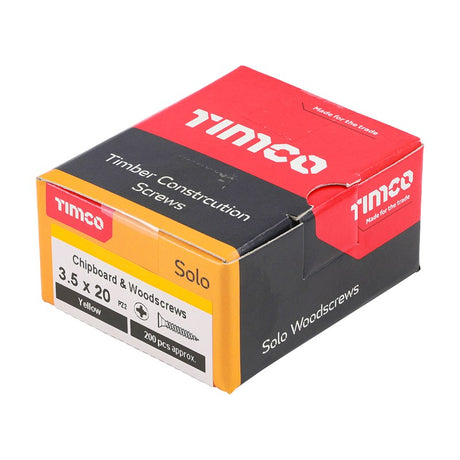 200 x TIMCO Solo Countersunk Gold Woodscrews - 3.5 x 20